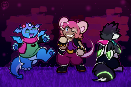 Flat Coloured Sketch (Fullbody, 3 Characters)